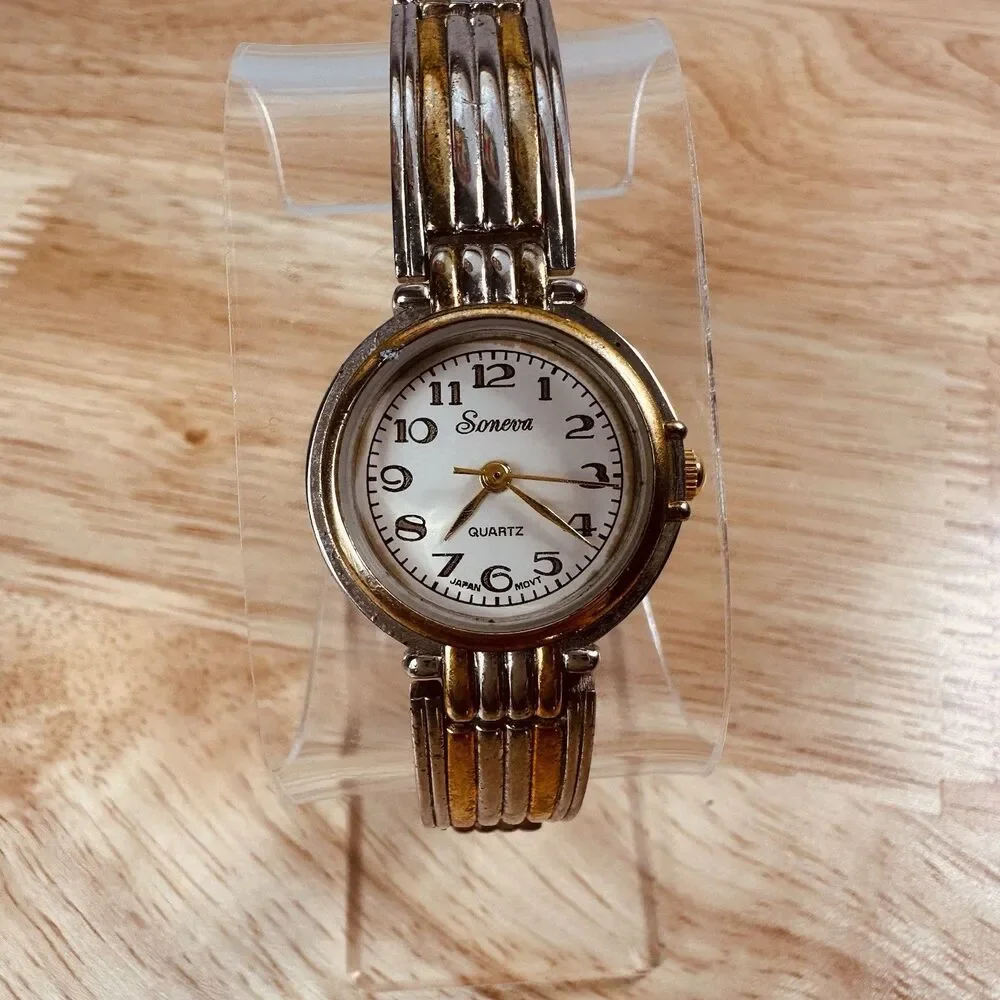 Soneva Vintage Art Deco Style Two Tone Gold Silver Tone Women’s 24mm Watch